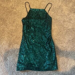 Lulu's Green Sequin Mini Dress
